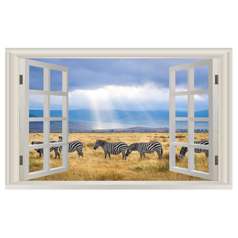 Adhésif décoratif zèbre-safari en 3d, H 22 po x l 33 po x P 0,6 po