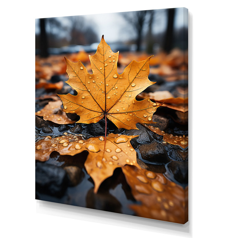 Feuilles d'automne collage I - impression, H 32 po x l 24 po x P 1 po, Toile tendue