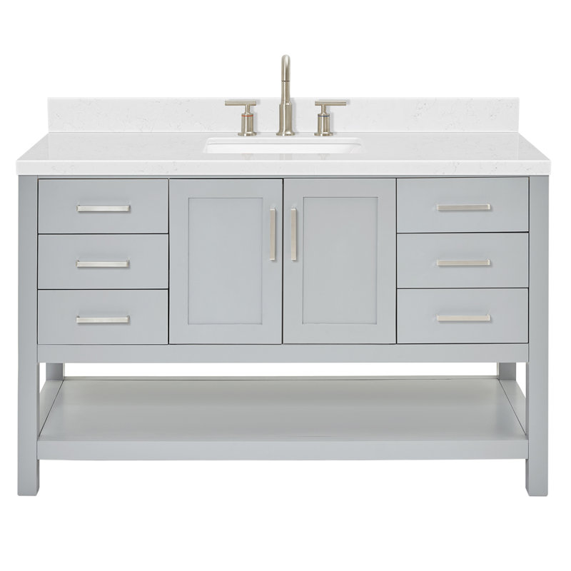 ARIEL Magnolia 54 Single Bathroom Vanity with Top, Gray, Rectangular