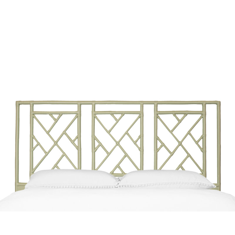 Cowden Geometric Rattan Headboard, King, Celery Green
