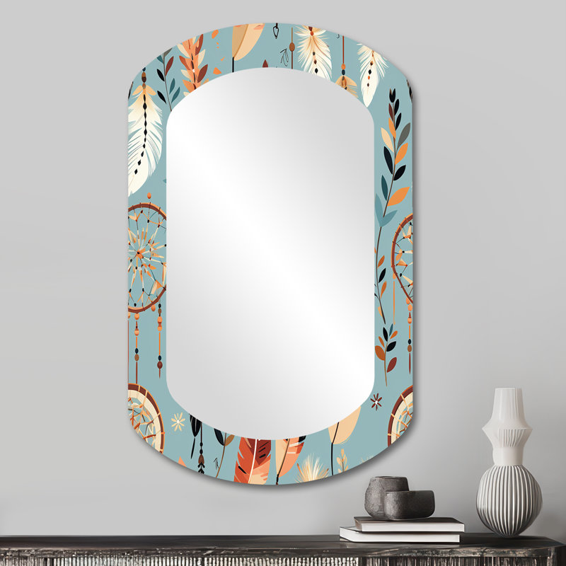Motif boho de Liz Dreamcatchers - miroir mural bohème asymétrique, 31 po x 19 po