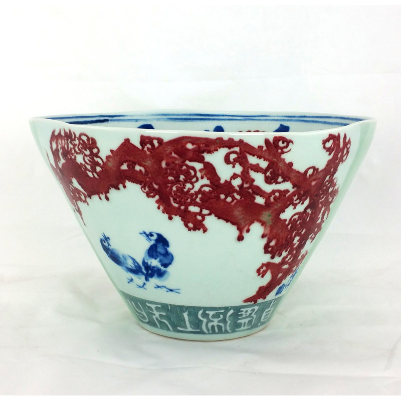Bol décoratif en porcelaine blanc / vert / rouge