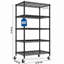  Étagère grillagée robuste à 5 niveaux certifiée NSF - l 24 po x P 18 po x H 72 po réglable à 3 segments avec roues et crochets verrouillables, support de rangement en métal noir pour la cuisine, le garage et le garde-manger-1206379560