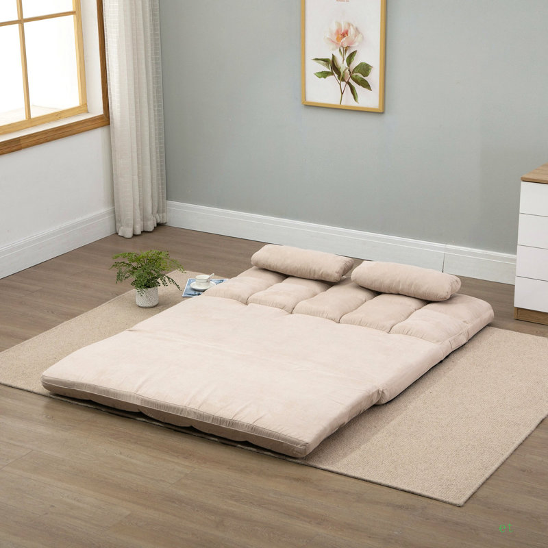Canapé convertible, canapé-lit pliant, chaise longue d'invité avec 2 coussins, dossier réglable et appui-tête, L 51,25 po