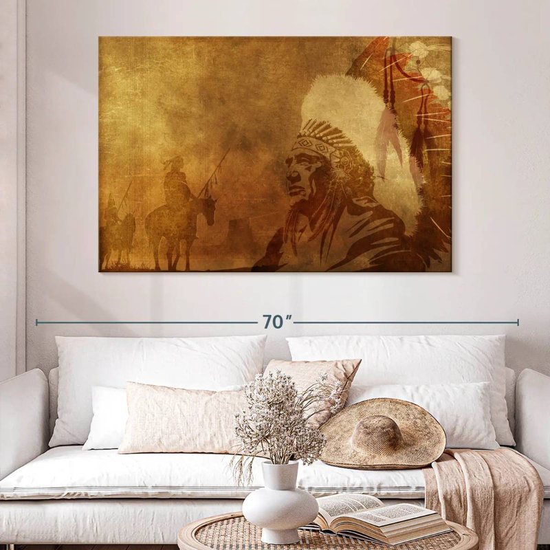 Lelar Native American Depiction, 34" H x 51" W