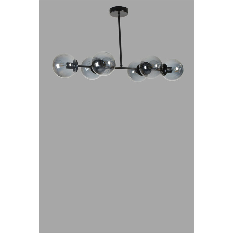Élégant lustre noir et fumées, structure en métal, 35,4 po x 5,9 po | Douille E27, 40 W maximum, parfaite pour le salon et la salle à manger | Luminaire élégant, classé IP20, durable et attrayant