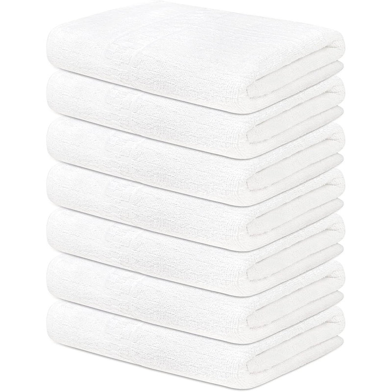 Ensemble de 7 serviettes de bain en coton de même taille, Blanc