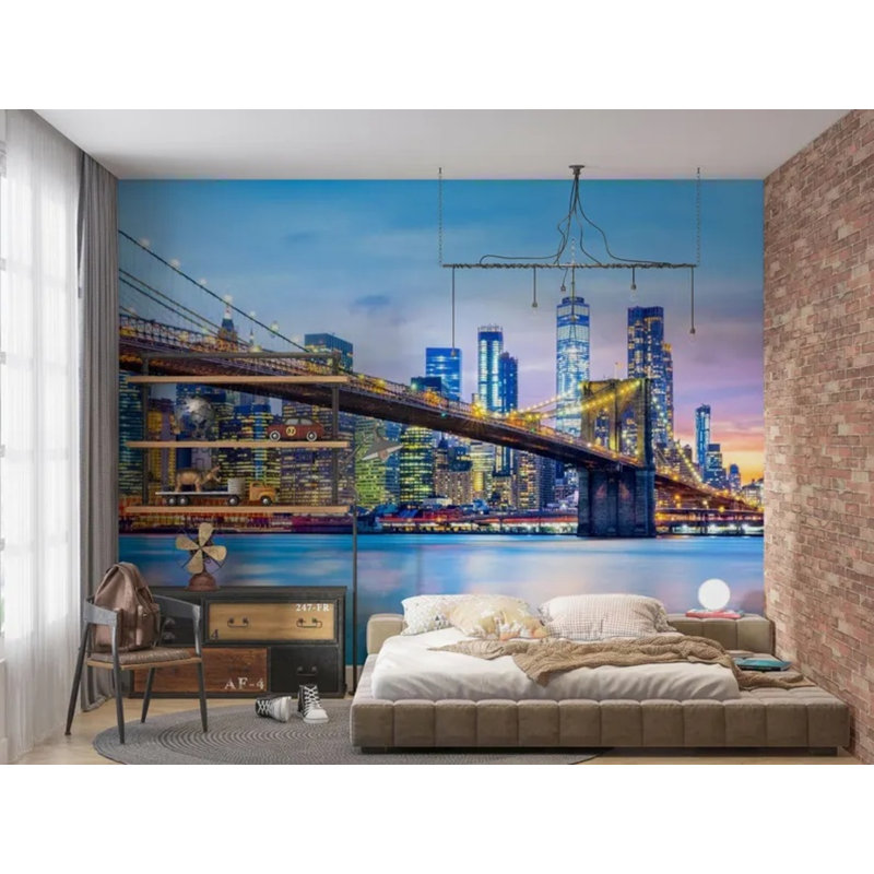 Papier peint mural New York Brooklyn Bridge Skyline, L 108 po x l 160 po