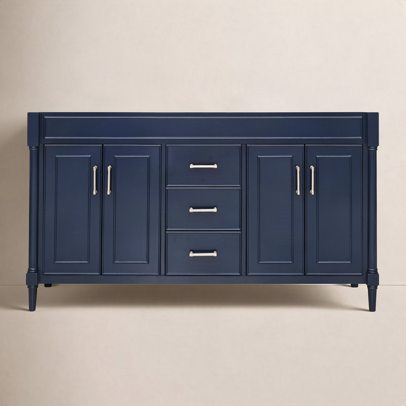 Addison 60'' Double Bathroom Vanity Base Only, Navy Blue
