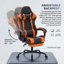 Fauteuil de jeu ergonomique avec repose-pieds, appui-tête et support de massage lombaire, chaise de bureau-134233646