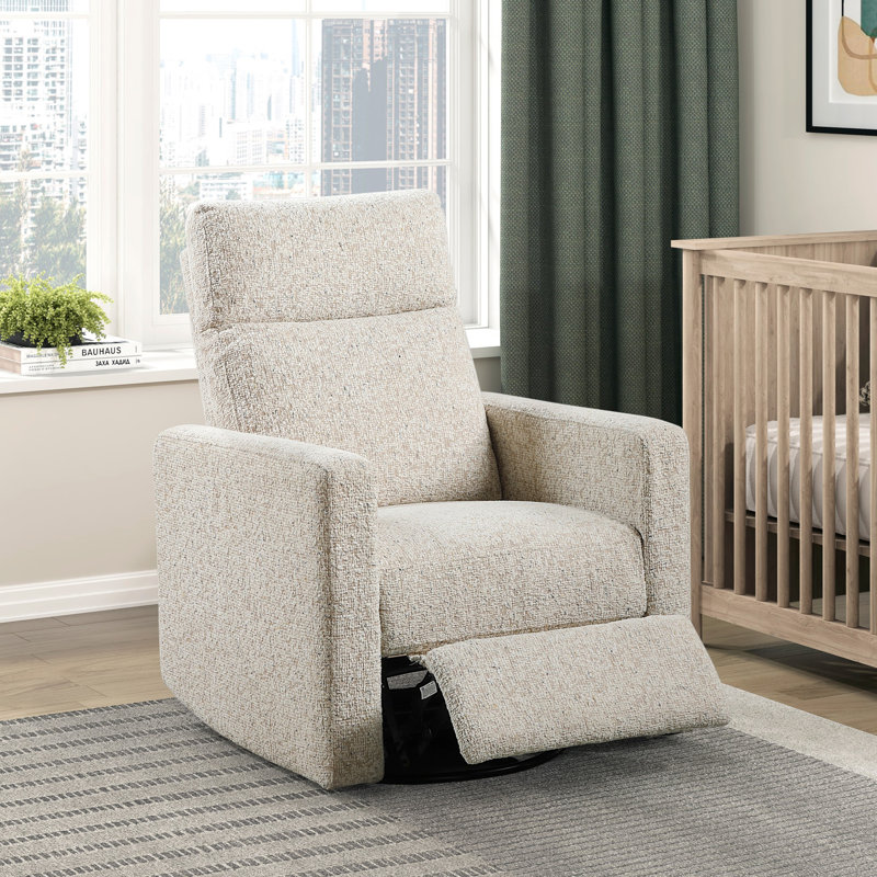Fauteuil inclinable contemporain pivotant confort à mouvement coulissant, mobilier de salon en tissu de chenille de quartz luxueux 1 pièce