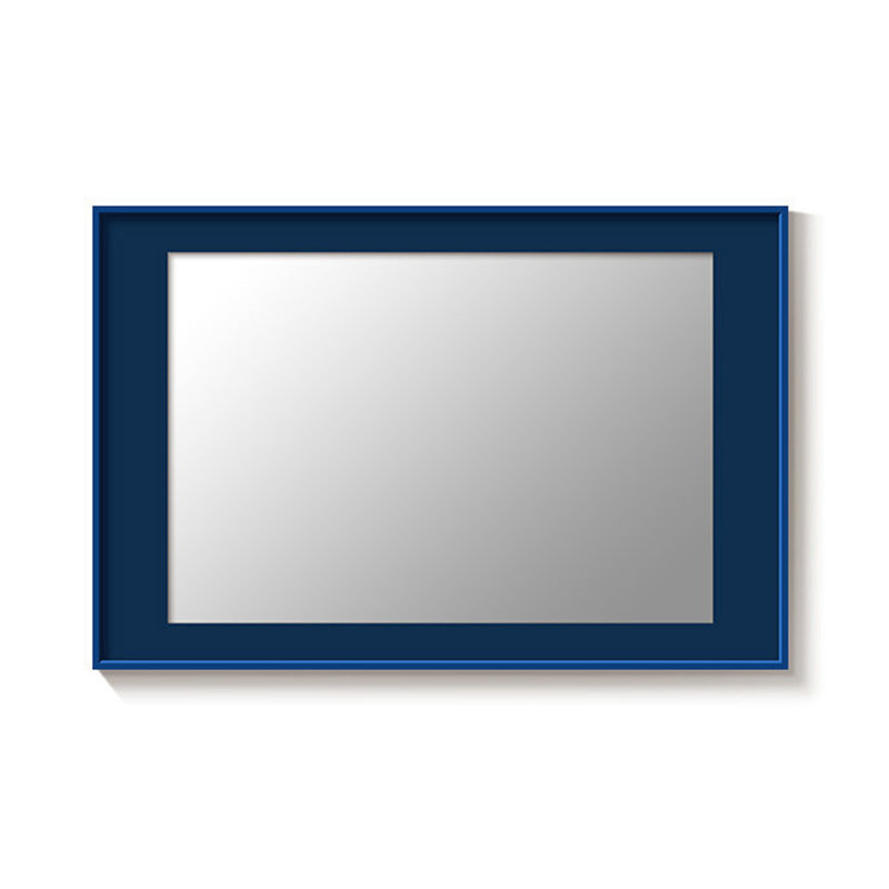 Rectangle Metal Wall Mirror, 19.69" H x 27.56" W, Blue