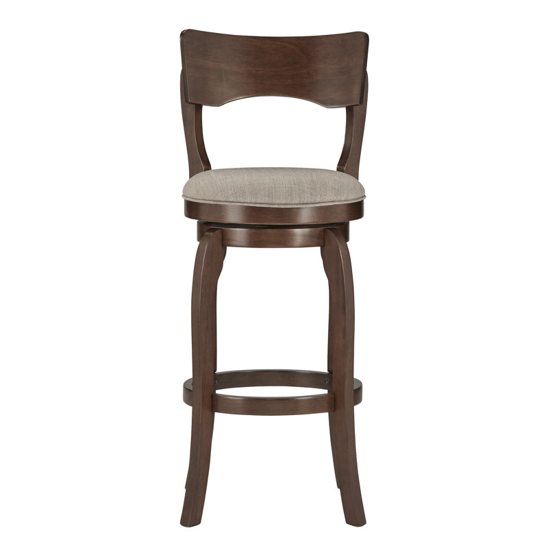 Villers Swivel Upholstered Counter Stool with Solid Wood Frame, Grey Linen, Bar Stool (29” Seat Height)