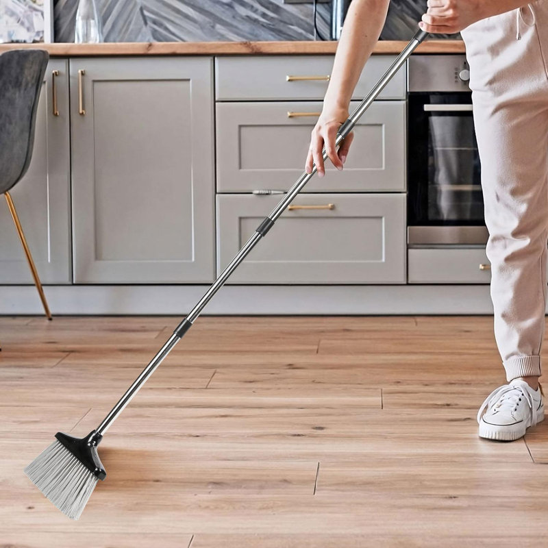 Adjustable Broom And Dustpan Set, Black/Grey