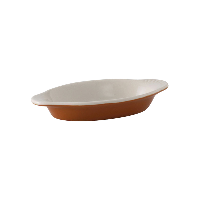 Ovale en céramique 0,38 po Tuxton, 1.5" H x 4.38" W x 8.13" L, Brown/Eggshell White