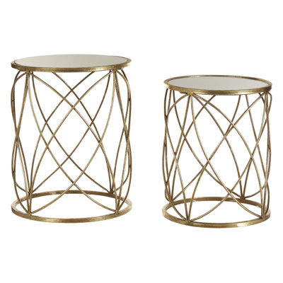 Caggiano Glass Top Frame Side Table Set