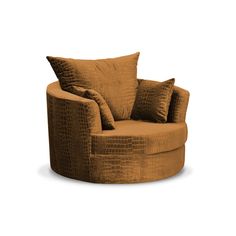 Upholstered Swivel Armchair, Light Brown