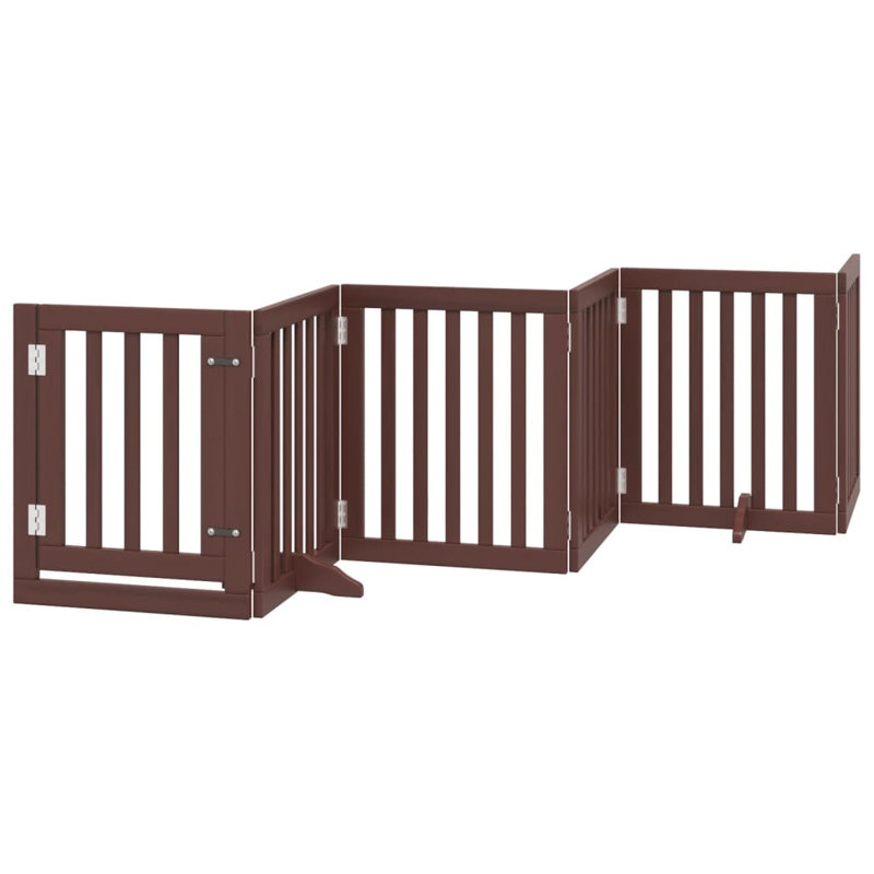 Archie & Oscar Dog Gate With Door Foldable 12 Panels Brown 600 Cm Poplar Wood, Brown, 60cm H x 600cm W x 2cm D