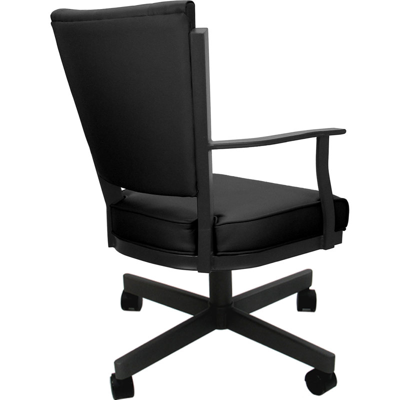 Leather Dining Caster Chair Swivel Tilt, Gray, Black