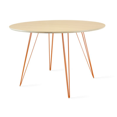 Williams Walnut Round Metal Base Dining Table