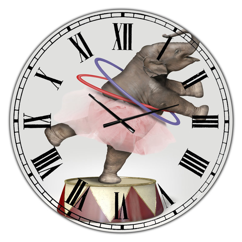 Horloge murale moderne surdimensionnée Circus Elephant, Moyen