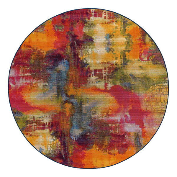 17 Stories Trona Machine Woven Green/Blue Indoor/Outdoor Rug & Reviews ...