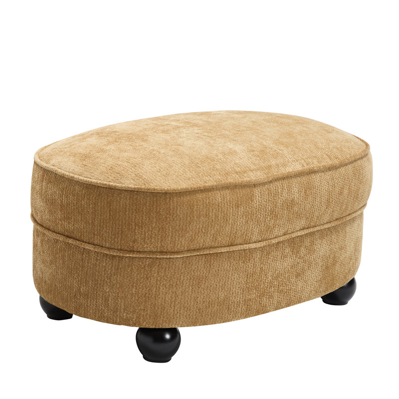31.9" Chenille Upholstered Ottomans, Yellow