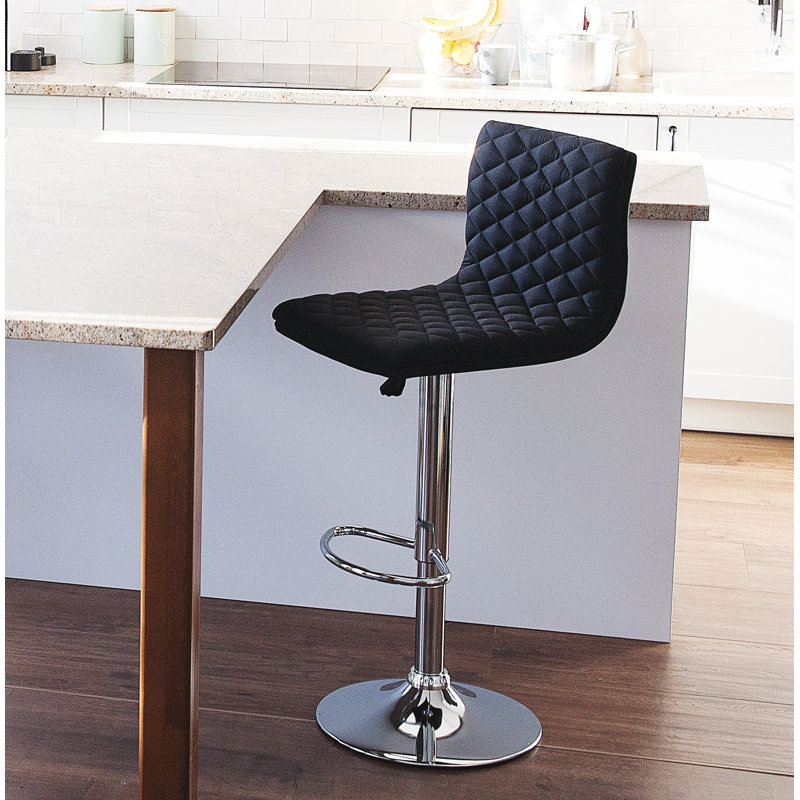 Laurel Swivel Upholstered Adjustable Height Counter Stool with Metal Frame, Black