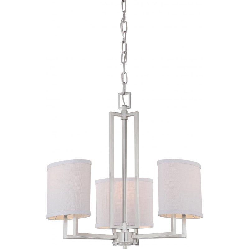 Lustre classique / traditionnel à 6 lumières Bouley, Tissu nickel poli / Gris ardoisé