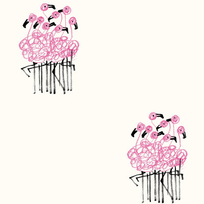 Rouleau de papier peint L 33 pi x l 20,5 po Yuki Osada Flamingo Bouquet