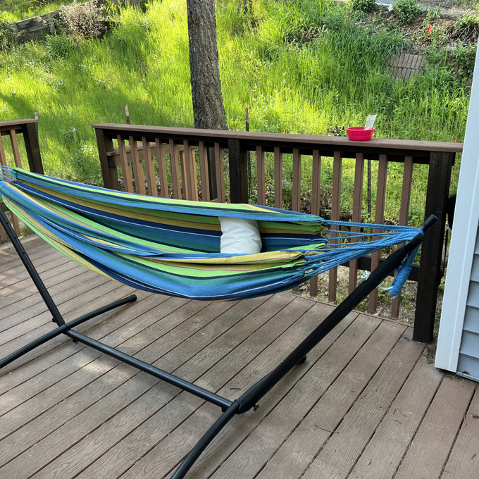 Doolittle 2 Person Canvas Classic Hammock with Stand - Cream