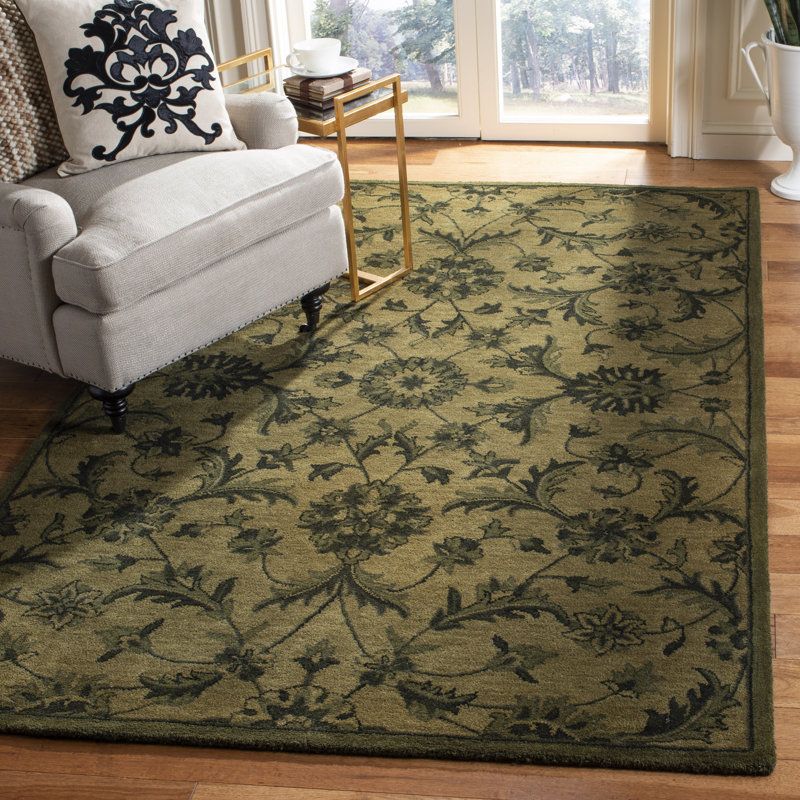 Dunbar Hand Tufted Wool Floral Rug, Rectangle 5' x 8'