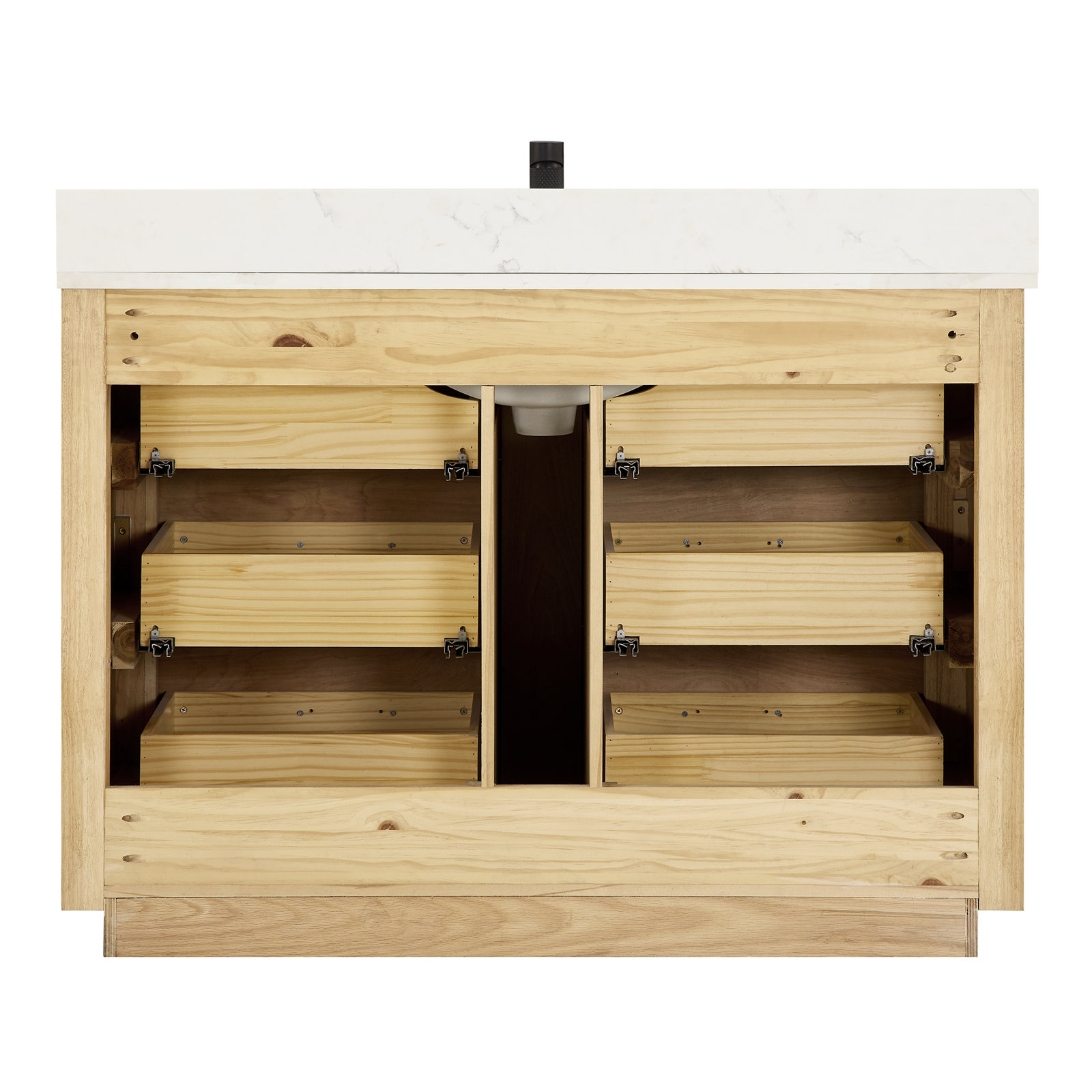 Porto 48'' Single Bathroom Vanity, Natural, Matte Black