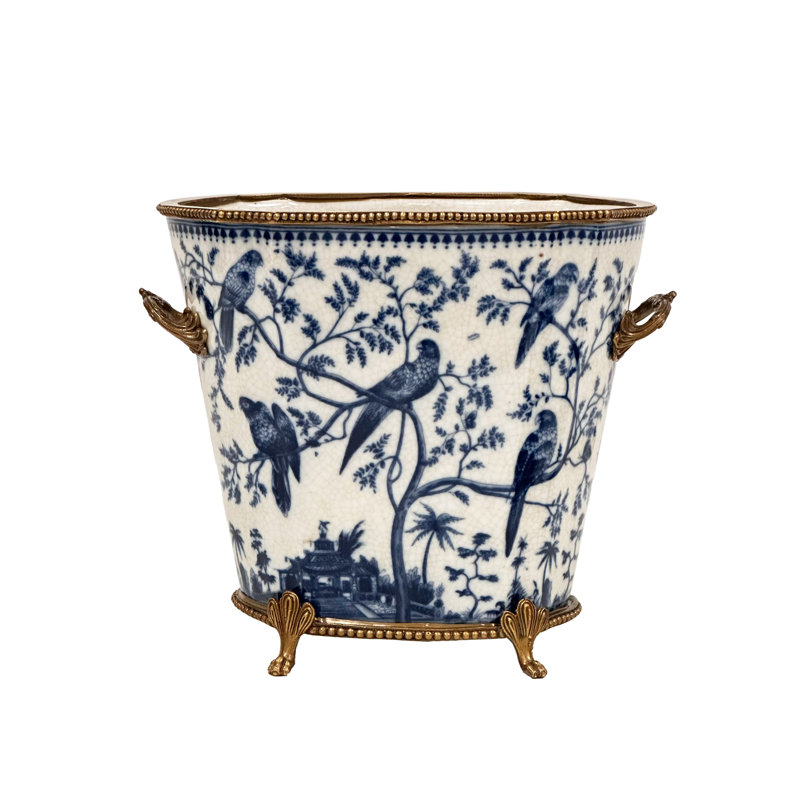 PORCELAIN PLANTER, Porcelain, 8" H x 6.25" W x 9.5" D