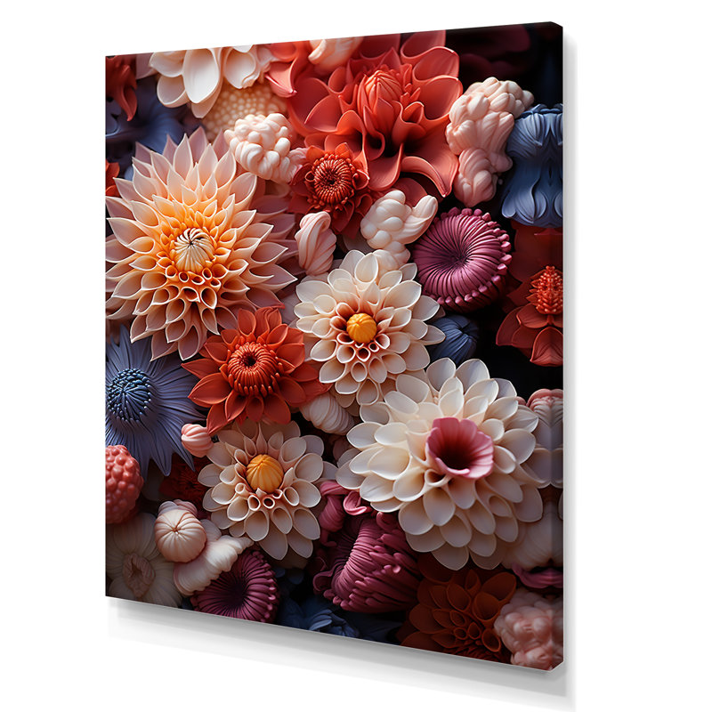 «Red and White Coral Underwater Bouquet II», art mural sur toile plage et océan, Toile tendue, H 20 po x l 12 po x P 1 po
