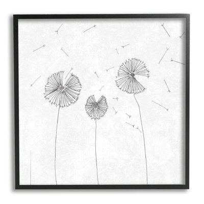 Fleur de pissenlit, graines volantes, dessin au trait, art mural par Cloverfield & Co.