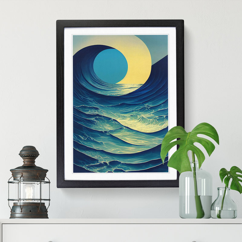 Seascape Ocean Design Vol.4 - Single Picture Frame Print, 46cm H x 34cm W x 2cm D, Oak