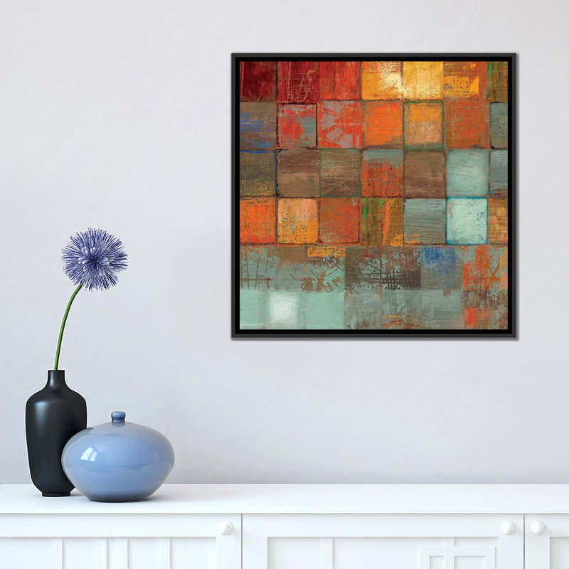 «Ecetera II», reproduction sur toile, H 18 po x l 18 po x P 1,5 po, Toile avec cadre noir, Pas de tapis