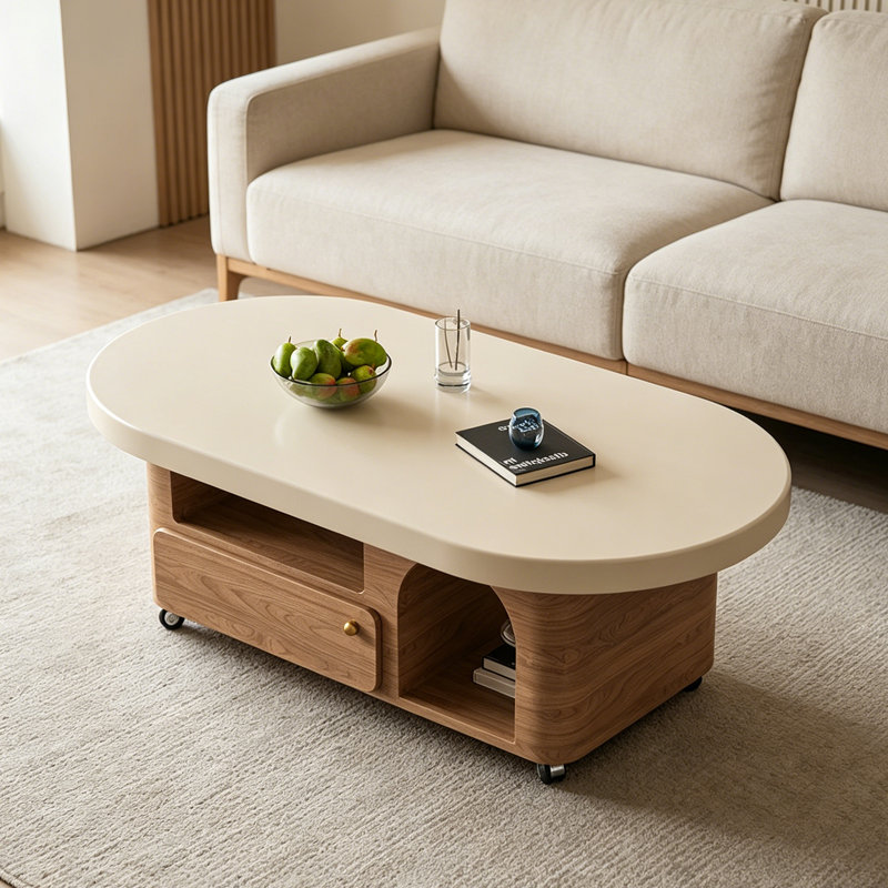 Table basse mobile de rangement de style médiéval, 16.5" H x 51.2" W x 23.6" D