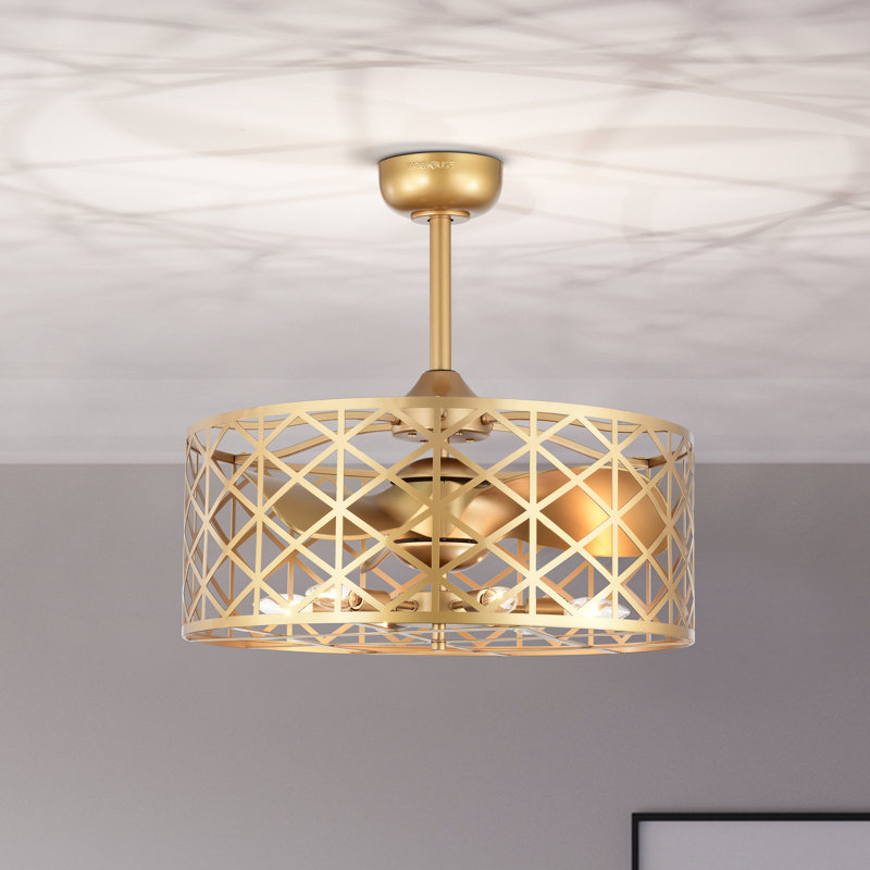 Ventilateur de plafond à cage à 3 pales de 19 po avec télécommande et ensemble d'éclairage inclus