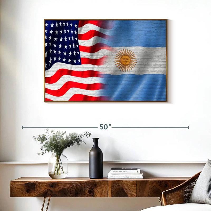États-Unis et l'Argentine Molesley, Cadre flottant doré, 37 po x 25 po