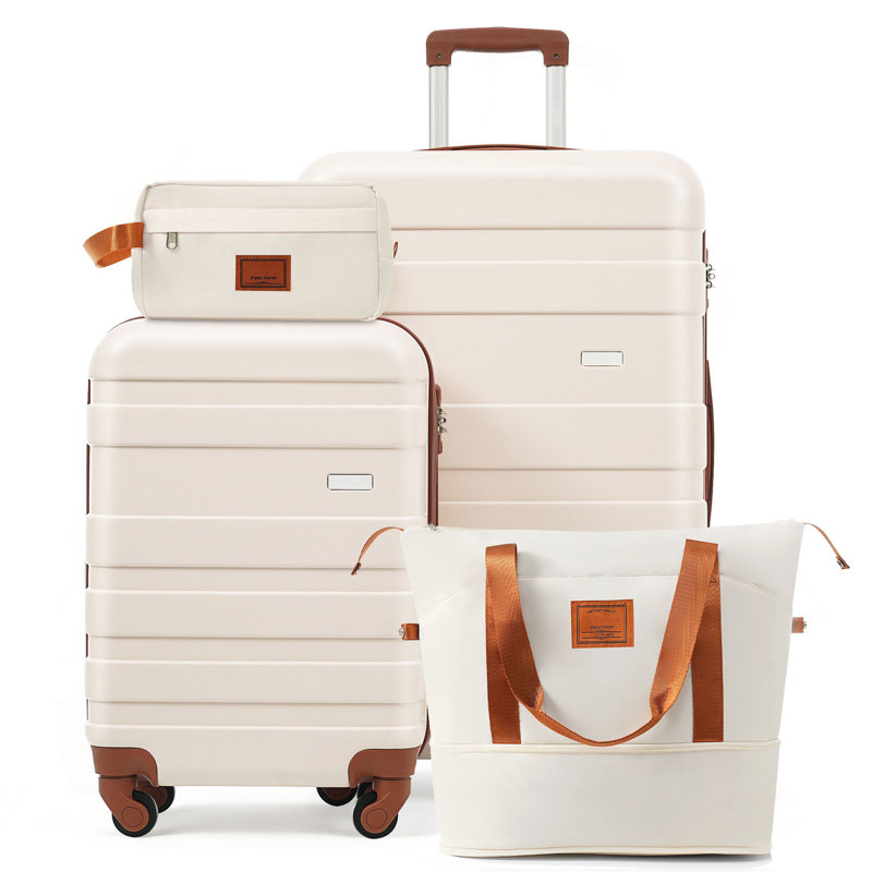Ensemble de 4 valises 4 pièces - 20 pouces bagage à main, 28 pouces à carreaux avec sac de voyage