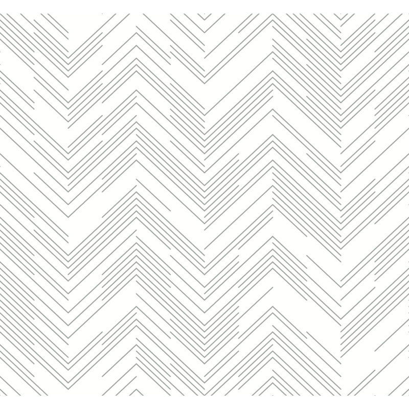 Chevron Metallic Wallpaper Roll, White/Silver