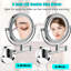 Miroir grossissant pour meuble-lavabo de 8 pouces, fixation murale à DEL, 12 rallonges, finition, grossissement 1 / 3x, rotation de 360 degrés, miroir de maquillage étanche à bouton avec extension, grossissement, rotation,