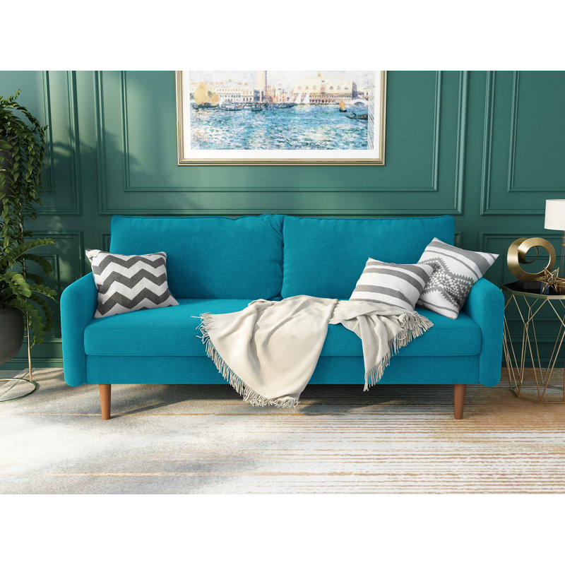 Canapé-lit 70 po Cococon, Velours turquoise