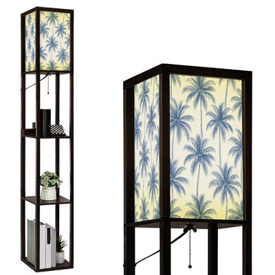 Dimmable LED Standing Floor Lamp Palm Tree Light, MDF Frame Floor Lamp with Remote Control, 3 Color Light, for Living Room Bedroom