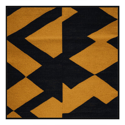 Machine Washable Checkered Black Area Rug