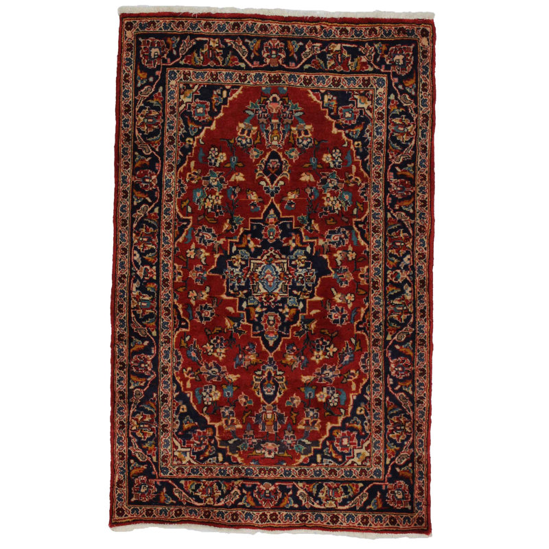 Nanka Wool Oriental Area Rug in Red
