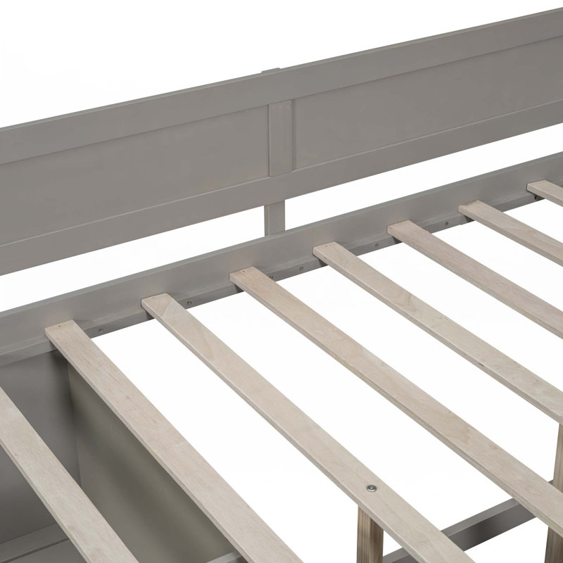 Daybed With Drawers And Shelves, Gray, Full/Double