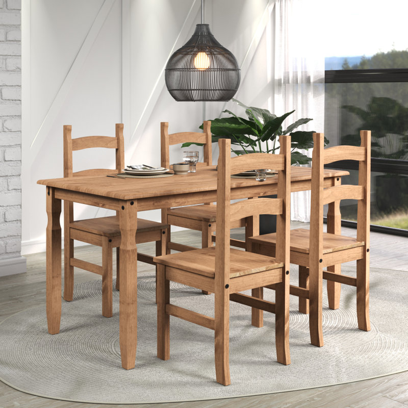 Nolea Pine Solid Wood Dining Table, Natural